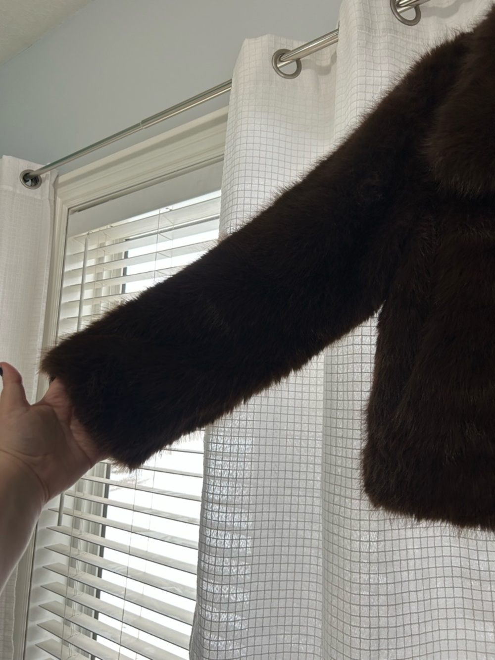 New Brown Faux Fur Coat - Picture 3 of 11